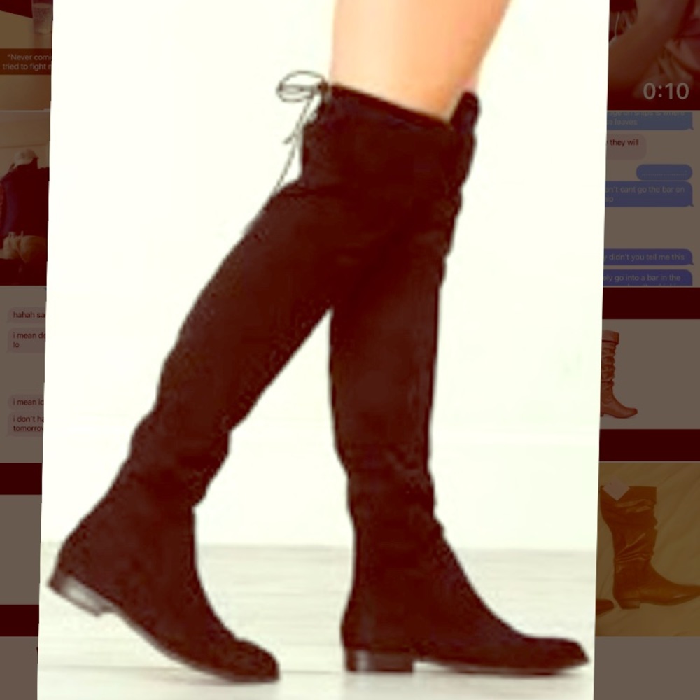 Flat Black Laced Up Camellia Boots